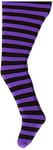 Jefferies Socks Girls Striped Tights 1 Pack, Purple/Black, 4-6 Years, opaque