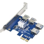 Tlily - Connecteur de Carte Express pci-e à usb 3.0 4 Ports avec D'Alimentation sata Câble SéParateur D'Extension pcie Exploitation MinièRe