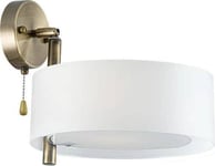 Mdeco Klassisk Vägglampa Drs8006/121Qg Mdeco Lampskärm Rund Vägglampa För Sovrum Vit Mässing