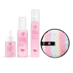 W7 Brighten Up Essential Skin Gift Set - Moisturiser, Reusable Cleansing Pad, Toner and Face Mist - Soothing Skin Care Kit for Beautiful Skin