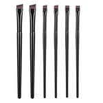 Pinceaux Eyeliner, FENGCHUANG-Pinceau plat Maquillage, Pinceau Biseauté, 6 Pcs Brosse à Sourcils, pour Façonner les Sourcils Délicats（Noir）