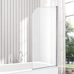 VeeBath NCEU010 Panneau de porte de douche en verre trempé avec bord incurvé 6 mm Chromé 1400 x 800 mm