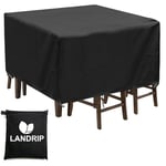 Landrip Housse de Table Jardin, 420D Oxford Housse Salon de Jardin Imperméable, Résistance au Vent, Protection Carre Table Exterieur, 150x150x70cm