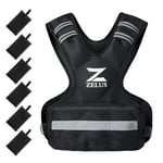 ZELUS Gilet Lesté 5-9kg Barre de Poids Réglable Veste Lestée de Course Entraînement pour Hommes Femmes Musculation Exercice Sports Gym Fitness Intérieur Extérieur, Noir