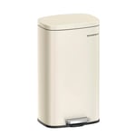 SONGMICS Kitchen Bin 30L, Pedal Bin, Rubbish Bin with Soft-Close Lid and Inner Bucket, Steel, Sand Beige LTB03A02