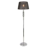 Lampadaire Lampe Sur Pied Métal Et Tissu Chrome Et Gris 1 X E27 lux.pro