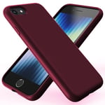 TAXXOE Liquid Silicone Case Compatible with iPhone SE 2020/2022, iPhone 8/7, 4.7 Inch, Soft-Touch, Shockproof, DustProof, Antiskid Full Body Phone Cover for iPhone SE - Wine Red