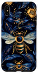 Coque pour iPhone XS Max Coque de téléphone motif ethnique moderne bleu - abeilles sur noir