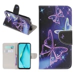 Huawei Wonderland P40 Lite / Nova 6 SE flip kotelot - Taika perhosia Violetti