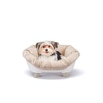 Ferplast Dog Bed & Cat Bed with Cushion, Dog Bed Washable, Raised Dog Bed, Plastic Dog Bed Small, Dog Basket & Cat Basket, Breathable & Antislip, SOFA' THRONE 64 x 48 x h 29,5 cm, White