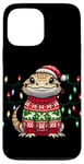 Coque pour iPhone 13 Pro Max Bearded Dragon Christmas Party Design Xmas lights