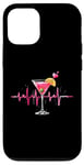 Coque pour iPhone 12/12 Pro Verre à cocktail Motif battements de cœur Martini