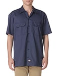 Dickies Men's Short Sleeve Work Big and Tall Button Down Shirt, Navy, XL Tall UK