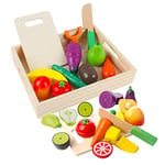 Fruits et légumes Jouets Bois de magnetique, Cuisine Enfant Simulation de Jouets éducatifs et Jouet de Perception des Couleurs pour Les Enfants d'âge préscolaire Enfants garçons Filles