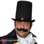 BLACK MOUSTACHE VICTORIAN RICH TOFF FANCY DRESS COSTUME POSH BRITISH OLD ENGLAND