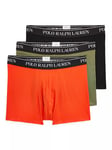 Polo Ralph Lauren Stretch Cotton Trunks, Pack of 3, Orange/Green/Black