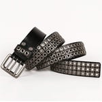 Yiph-Belt Ceinture de Loisirs Ceinture en Cuir ajourée Rivet Ceinture De Discothèque Ceinture Style Punk (Color : Black, Size : 110cm)