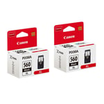 2 Genuine Canon PG-560XL PGBK Ink Cartridge For Canon Pixma TS5350 TS5351 TS7450