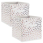 DII Lot de 2 Grands bacs de Rangement Pliables en Forme de Cube Blanc et cuivre 33 x 33 x 33 cm