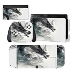 playvital Kit d'Autocollants Skin Decal pour Nintendo Switch OLED Console Sticker Vinyle Autocollant pour Switch OLED Console&Joycon & Dock & Poignée Grip-Dragon Esprit Encre