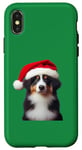 iPhone X/XS Miniature American Shepherd With Santa Hat Christmas Xmas Case