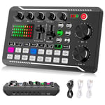 F998 Live Sound Card Audio Mixer Podcast, Board Voice Changer för Mikrofon Karaoke