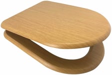 Euroshowers MDF OAK D SHAPE Soft Close Top Fix Quick Release Toilet Seat