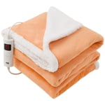 Electric Heated Throw Over Blanket Digital Control Large Washable Fleece Orange