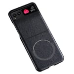 För Motorola Razr 40 5G magnetiskt phone case PU-läder+PC-hårt cover kompatibelt med Magsafe Black