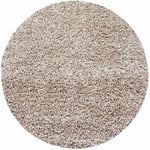 Life - Tapis Rond Shaggy Uni Poils Longs Tapis Salon Chambre (Beige - 200x200cm)