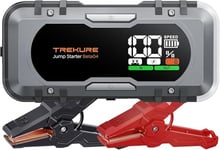 Démarreur Batterie Voiture 6000A, 27000mah Booster Batterie Voiture Tous les Moteurs Essence/12L Diesel, Démarreur Jump Starter avec Charge Rapide 65W, Câbles Démarrage étendus et Lumière 600 Lumens