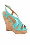 PAPER DOLLS MINT PATENT CORK WEDGE SANDALS UK 4 EU 37 LN50 53