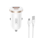 XO Billader PD 30W QC med 1xUSB og 1xUSB-C + USB til microUsb-kabel