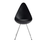 Fritz Hansen - 3110 Droppen - Black Förkromat Stål - Ruokapöydän tuolit - designer_arne_jacobsen - Musta - Metalli/Muovi