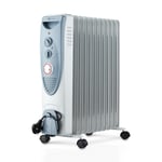 PureMate® 2500W Oil Filled Radiator, 11 Fins - Heater with Timer & Thermostat