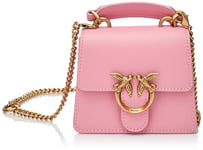 Pinko Love One Top Handle Micro Light Veau Soie, Sac Femme, P31q_Rose Marino-Antique Gold