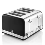 Swan Retro Black 1.5L Kettle, 4 Slice Toaster & 20L Digital Microwave Set