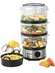 Progress Electric Steamer Cooker Go Healthy Rice Vegetables 3 Tier 7. L 500W