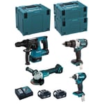 MAKITA Kit MK408RTJ (DHR243 + DHP481 + DTD154 + DGA504 + 2 x 5,0 Ah + DC18RC + MAKPAC 2 + MAKPAC 3 + MAKPAC 4)