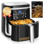 Aigostar Cube - Friteuse à air sans huile de XXL, 1900W, 7L air fryer. Livre de recettes inclus. Mode manuel et fonction maintien au chaud. Panneau tactile LED, 7 préprogrammes