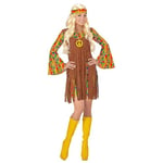 W WIDMANN MILANO Party Fashion - Costume Hippie Girl, robe avec gilet, bandeau, collier peace, flower power, fille à fleurs, fête à thème, carnaval