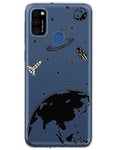 Kinnter Clear TPU Compatible avec Samsung Galaxy M31 Coque de protection à 360 degrés Motif floral et caricature Silicone Anti Jaune