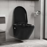 AUCUNE Toilette suspendue au mur Pack WC - Cuvette sans rebord Céramique Noir *680321