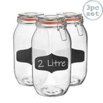 Glass Storage Jar with Wooden Lid Leather Loop 2 Litre