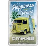 Nostalgic-Art Plaque Vintage, Citroen Type H – Happiness in Waves – Idée de Cadeau pour Fans de Voitures, en métal, Déco Design Retro, 20 x 30 cm