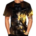 YZJYB T-Shirt Homme One Piece Portgas·D· Ace 3D en Top Maillot De Corps Col Rond Manches Courtes Original Fun Tee Chemises pour Les Fans D'anime,Large