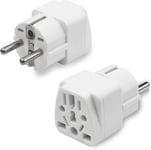 2Pack Adaptateur Prise Universelle, Adaptateur Prise Usa Vers France, Adaptateur Universel De Voyage For Usa, Canada, Chine, Australie, Italie,Suisse Blanc