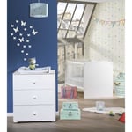 BABY PRICE New Basic Duo Lit Evolutif 70 x 140 cm + Commode à langer Blanc