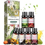 PHATOIL Huile Essentielle Fruitée 6 x 10ml, Huiles Essentielles pour Diffuseur Humidificateur, Aromathérapie Huile Parfumée de Noix de Coco, Fraise, Cerise, Mangue, Fruit de la Passion, Pastèque