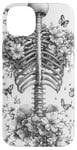 iPhone 14 Plus Skeleton Ribcage Anatomy with Flowers Butterflies Case